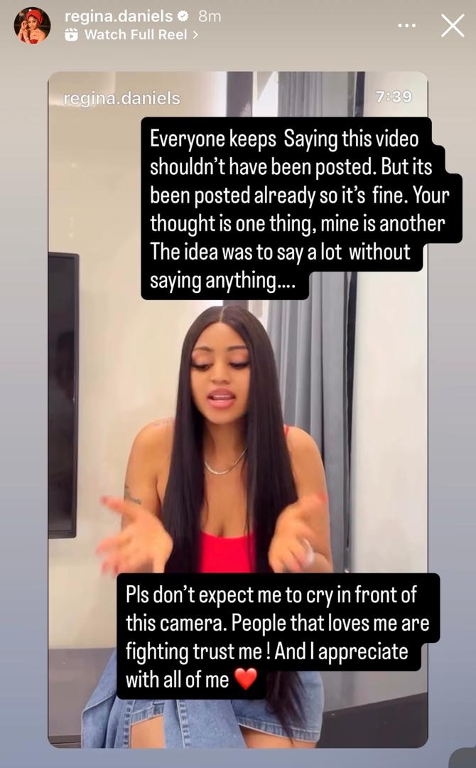 Regina Daniels replies Nigerians criticizing her over the video she released about her situation with estranged husband, Ned Nwoko
